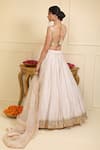 Shop_Esha Koul_Off White Lehenga Chanderi Embellished Gota Lace Work Sweetheart Neck Set _at_Aza_Fashions