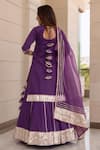 Shop_POMCHA JAIPUR_Purple Gota Patti Round Neck Falguni Zari Border Cotton Kurta Set _at_Aza_Fashions