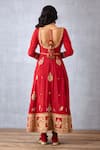 Shop_Torani_Red Anarkali Slub Silk Embroidered Dori Scoop Sindoori Ahana Set  _at_Aza_Fashions