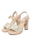 Shop_Fuchsia_Beige Mirrors, Sequins, Beads Embellished Block Heels And Potli Bag Set _at_Aza_Fashions