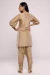 Shop_MAYU KOTHARI_Gold Satin Modal Hand Embroidered Jute Tassels Patiala Pant  _at_Aza_Fashions