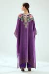 Shop_Rajdeep Ranawat_Purple Silk Printed Geometric Round Hibika Kaftan Tunic _at_Aza_Fashions