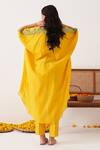Shop_Shipraa Grover_Yellow Mal Chanderi Embroidered Floral V Neck Shia Kaftan And Pant Set _at_Aza_Fashions