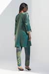 Shop_Nadima Saqib_Green Tissue Embroidered Mirror Notched Yoke Kurta _at_Aza_Fashions