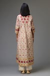Shop_KORA_Red Kurta Silk Chanderi Hand Block Print Flower V Neck Set  _at_Aza_Fashions