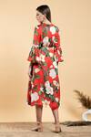 Shop_Divi By Sonal Khandelwal_Red Modal, Satin Collared Wild Rose Print A-line Dress _at_Aza_Fashions