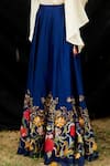 Chandrima_Blue Chanderi Embroidered Lehenga _Online_at_Aza_Fashions