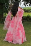 Shop_Meghstudio_Pink Pure Organza Hand Painted Sequins Embroidered And Lehenga Set  _at_Aza_Fashions