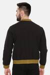 Shop_Mayank Modi - Men_Black Cotton Solid And Linen Bomber Jacket _at_Aza_Fashions