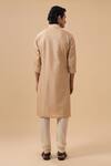 Shop_Raghavendra Rathore Blue_Beige Kurta Raw Silk Tonal Embroidery Geometric With Pant _at_Aza_Fashions