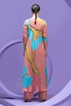 Shop_Nautanky_Pink Crepe Boat Neck Artistic Print Tunic And Pant Set _at_Aza_Fashions