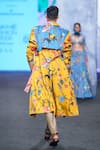 Shop_Mahima Mahajan_Multi Color Organza Satin Print Botanical Floral Trench Coat _at_Aza_Fashions