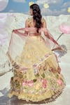 Shop_Nikita Vishakha_White Silk, Net Pearls, Fabric Flowers, Mirrors, Resham Embroidered Lehenga Set _at_Aza_Fashions