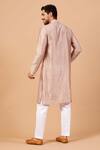 Shop_Hilo Design_Beige Cotton, Lycra, Silk Embroidery Florne Mandarin Collar Kurta Set _at_Aza_Fashions