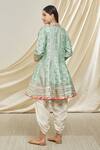 Shop_Gopi Vaid_Blue Tussar, Cotton Gota Patti, Zari Embellished Neckline Tunic And Dhoti Pant Set _at_Aza_Fashions