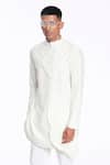 Shop_Antar Agni_Ivory Cotton Silk Wing Leaf Shacket  _at_Aza_Fashions