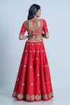 Shop_Nautanky_Red Blouse And Lehenga Raw Silk Dupatta Organza Embroidery Floral Bridal Set _at_Aza_Fashions