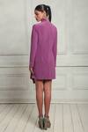 Shop_Couché By Anandini_Purple Pashmina Mandarin Collar Punto Draped Blazer Dress _at_Aza_Fashions