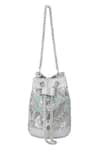 Shop_The Leather Garden_Green Leather Embroidered Mini Bucket Bag _at_Aza_Fashions