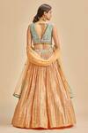 Shop Nitika Gujral Orange Lehenga Chinnon Embroidery Resham V Neck Set at Aza Fashions Shop_Nitika Gujral_Orange Lehenga Chinnon Embroidery Resham V Neck Set _at_Aza_Fashions