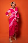 Shop_Urban Pataka_Pink Rooh Afza Shibori Skirt And Top Set _at_Aza_Fashions