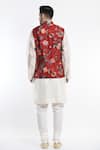 Shop_Samant Chauhan_Red Vegan Leather Printed Floral Reversible Bundi Set _at_Aza_Fashions