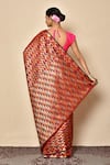 Shop_Nazaakat by Samara Singh_Multi Color Saree Banarasi Cotton Silk Woven Geometric _at_Aza_Fashions