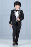 Shop_The Little Celebs_Black Crepe, Satin Solid Tuxedo Set _at_Aza_Fashions