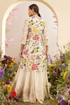 Shop_Chandrima_Ivory Organza Floral And Beads Open Work Long Jacket _at_Aza_Fashions