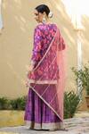 Shop_Bairaas_Purple Muslin Printed And Embroidered Floral V Neck Kurta Sharara Set For Women_at_Aza_Fashions