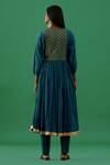 Shop_5elements_Blue 100% Cotton With Silk Brocade Yoke Paisley Woven Anarkali Set _at_Aza_Fashions