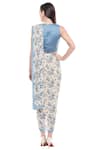 Shop_Soup by Sougat Paul_Blue Satin Pre-draped Saree With Blouse_at_Aza_Fashions