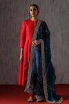 Shop_Weaver Story_Blue Organza Hand Embroidery Barfi Stitch Dupatta _at_Aza_Fashions