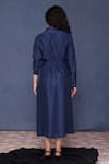 Shop_Chokhi Chorri_Blue Silk Collared Afina Shirt Dress _at_Aza_Fashions