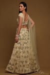 Shop_Shriya Som_Yellow Tulle Pearls, Embroidery, Beads, Cut Work Scoop Flower Bloom Lehenga Set _at_Aza_Fashions