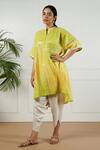 Shop_OMI_Multi Color Stripe Mandarin Collar Dichromatic Tunic _at_Aza_Fashions