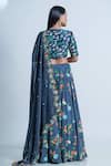 Shop Nautanky Blue Blouse Soft Silk, Dupatta Organza, Lehenga Embellished Work Set at Aza Fashions Shop_Nautanky_Blue Blouse Soft Silk, Dupatta Organza, Lehenga Embellished Work Set _at_Aza_Fashions