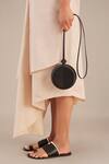 Shop_Ampm_Black Quilting Aiza Circular Shape Sling Bag _at_Aza_Fashions