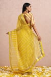 Shop_Label Nitika_Yellow Organza Hand Embroidered Gota Striped Saree With Blouse  _at_Aza_Fashions