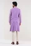 Shop_Shreyansh Designs_Purple Cotton Linen Color Block Pattern Kurta _at_Aza_Fashions