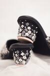 Shop_Around Always_Black Embroidery Kajal Thread Mules _at_Aza_Fashions