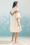 Shop_Ikai by Ragini Ahuja_Ivory Cotton Silk Chanderi Applique Round Nile Cutwork Dress  _at_Aza_Fashions