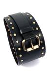 Shop_Trov_Black Metal Stud Embellishments Vera Leather Belt _at_Aza_Fashions