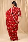 Shop_Masaba_Red Raw Silk Printed Spring Blossom Saree _at_Aza_Fashions