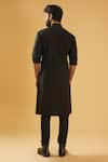 Shop_Raghavendra Rathore Blue_Black Kurta - Raw And Chudidar - Cotton Straight Fit Plain Set _at_Aza_Fashions