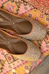 Shop_Coral Haze_Gold Sequin And Bead Work Zuri Embroidered Juttis _at_Aza_Fashions