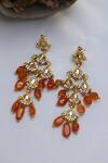 Buy_Do Taara_Orange Stone And Kundan Dangler Earrings _at_Aza_Fashions