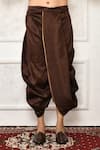 Shop_Arihant Rai Sinha_Brown Dupion Silk Solid Draped Dhoti Pant _at_Aza_Fashions