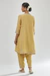 Shop_KORA_Yellow Kurta And Salwar Silk Chanderi Embroidery Zari Thread Set  _at_Aza_Fashions