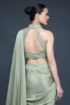 Shop_Sanjev Marwaaha_Green Vish Silk Embellished Beads Sharara Pant Saree With Embroidered Blouse _at_Aza_Fashions